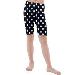 Black And White Polka Dots Kid s Mid Length Swim Shorts by GardenOfOphir