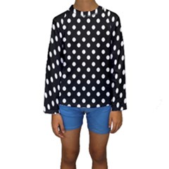 Black And White Polka Dots Kid s Long Sleeve Swimwear by GardenOfOphir