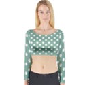 Mint Green Polka Dots Long Sleeve Crop Top View1