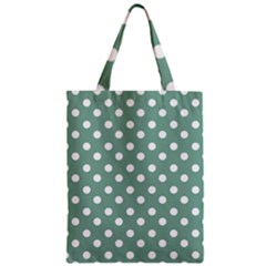 Mint Green Polka Dots Zipper Classic Tote Bags by GardenOfOphir