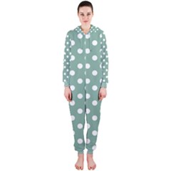 Mint Green Polka Dots Hooded Jumpsuit (ladies)  by GardenOfOphir