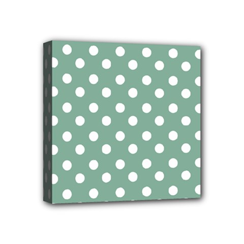 Mint Green Polka Dots Mini Canvas 4  X 4  by GardenOfOphir