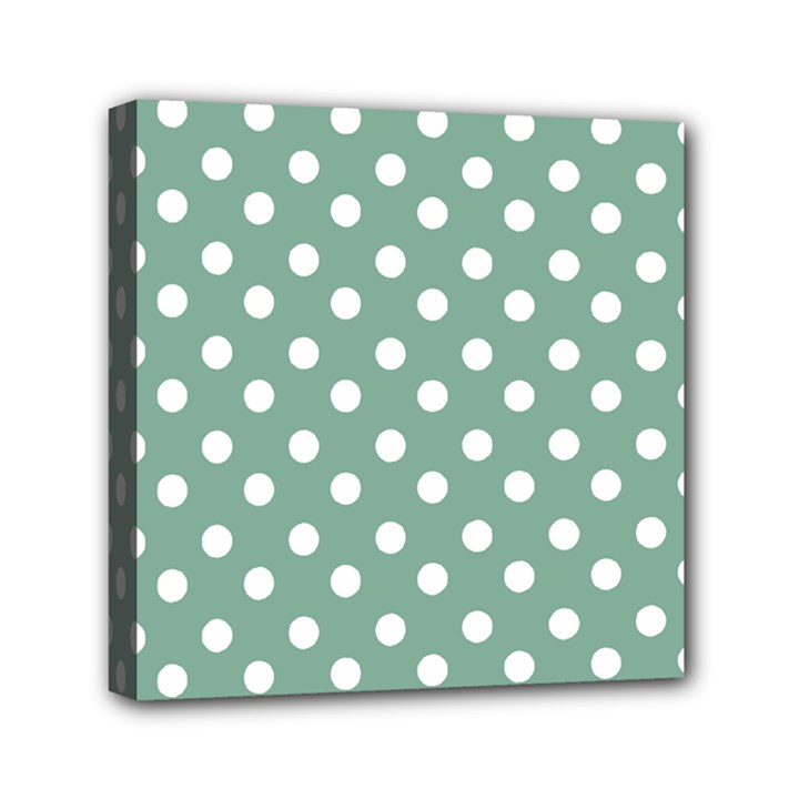 Mint Green Polka Dots Mini Canvas 6  x 6 