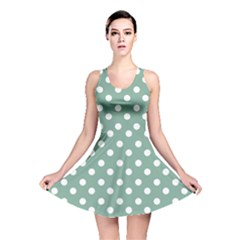 Mint Green Polka Dots Reversible Skater Dresses by GardenOfOphir