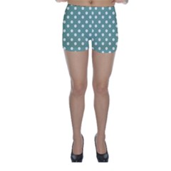 Mint Green Polka Dots Skinny Shorts by GardenOfOphir