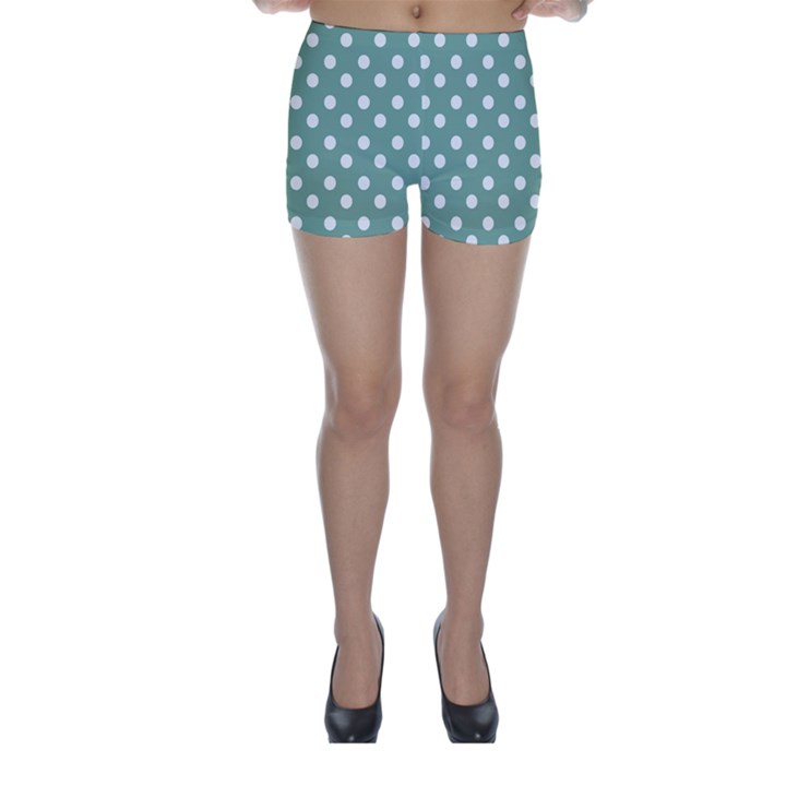 Mint Green Polka Dots Skinny Shorts