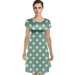 Mint Green Polka Dots Cap Sleeve Nightdresses by GardenOfOphir