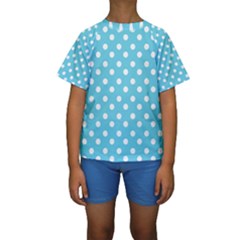 Sky Blue Polka Dots Kid s Short Sleeve Swimwear by GardenOfOphir