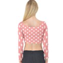 Coral And White Polka Dots Long Sleeve Crop Top View2