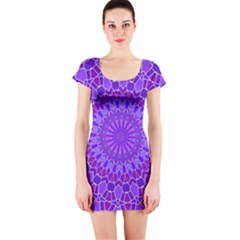 Purple Mandala Short Sleeve Bodycon Dresses by LovelyDesigns4U