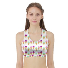 Icecream Cones Women s Sports Bra With Border by LovelyDesigns4U