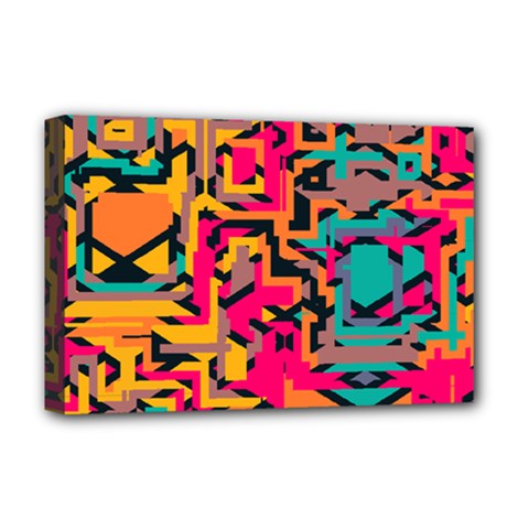 Colorful Shapes Deluxe Canvas 18  X 12  (stretched) by LalyLauraFLM