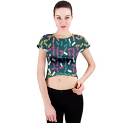 Floating Rectangles Crew Neck Crop Top by LalyLauraFLM