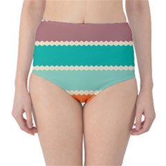 Rhombus And Retro Colors Stripes Pattern High-waist Bikini Bottoms by LalyLauraFLM