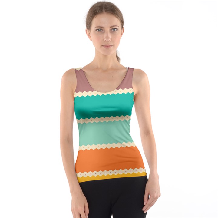 Rhombus and retro colors stripes pattern Tank Top