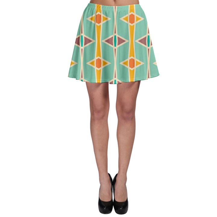 Rhombus pattern in retro colors  Skater Skirt