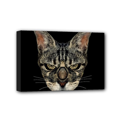 Angry Cyborg Cat Mini Canvas 6  X 4 