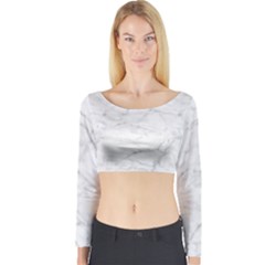 White Marble 2 Long Sleeve Crop Top