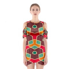 Distorted Shapes In Retro Colors Women s Cutout Shoulder Dress by LalyLauraFLM