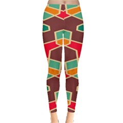 Distorted Shapes In Retro Colors Leggings by LalyLauraFLM