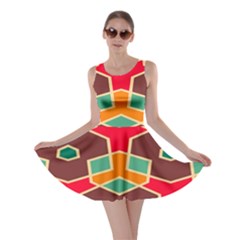 Distorted Shapes In Retro Colors Skater Dress by LalyLauraFLM