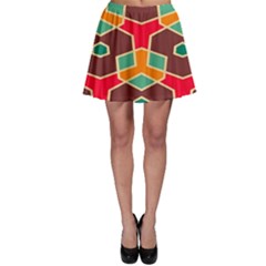 Distorted Shapes In Retro Colors Skater Skirt by LalyLauraFLM