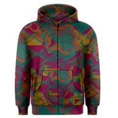 Geometric Shapes In Retro Colors Men s Zipper Hoodie by LalyLauraFLM