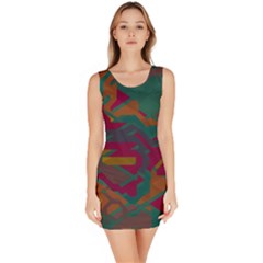 Geometric Shapes In Retro Colors Bodycon Dress by LalyLauraFLM