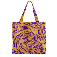 Purple And Orange Swirling Design Zipper Grocery Tote Bags by JDDesigns