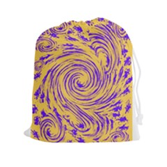 Purple And Orange Swirling Design Drawstring Pouches (xxl) by JDDesigns