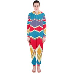 Chevrons And Rhombus Hooded Onepiece Jumpsuit by LalyLauraFLM