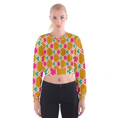 Connected Shapes Pattern   Women s Cropped Sweatshirt by LalyLauraFLM