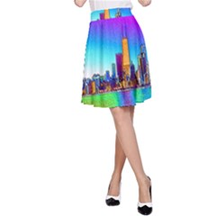 Chicago Colored Foil Effects A-line Skirt by canvasngiftshop