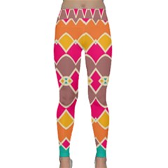 Symmetric Shapes In Retro Colors Yoga Leggings by LalyLauraFLM