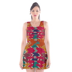 Retro Colors Distorted Shapes Scoop Neck Skater Dress by LalyLauraFLM