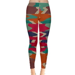 Retro Colors Distorted Shapes Leggings by LalyLauraFLM