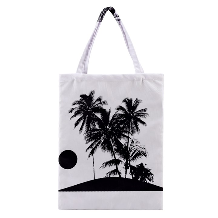 Tropical Scene Island Sunset Illustration Classic Tote Bags