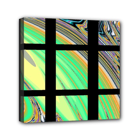 Black Window With Colorful Tiles Mini Canvas 6  X 6  by digitaldivadesigns