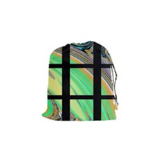 Black Window With Colorful Tiles Drawstring Pouches (small)  by digitaldivadesigns