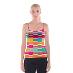 Connected Colorful Rectangles Spaghetti Strap Top by LalyLauraFLM