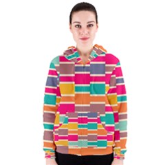 Connected Colorful Rectangles Women s Zipper Hoodie by LalyLauraFLM