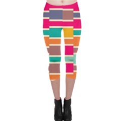 Connected Colorful Rectangles Capri Leggings