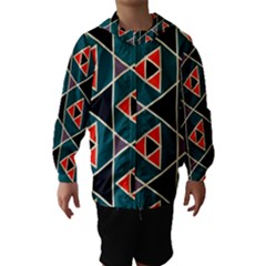 Triangles In Retro Colors Pattern Hooded Wind Breaker (kids)