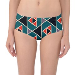 Triangles In Retro Colors Pattern Mid-waist Bikini Bottoms by LalyLauraFLM