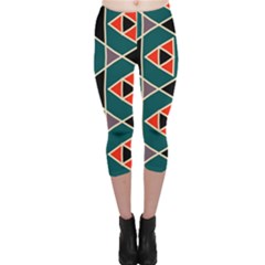 Triangles In Retro Colors Pattern Capri Leggings