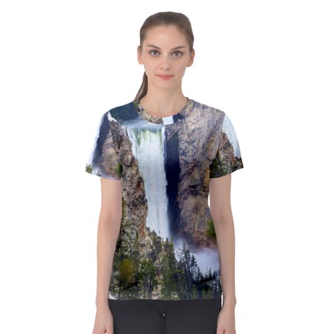 Yellowstone Waterfall Women s Sport Mesh Tees by trendistuff