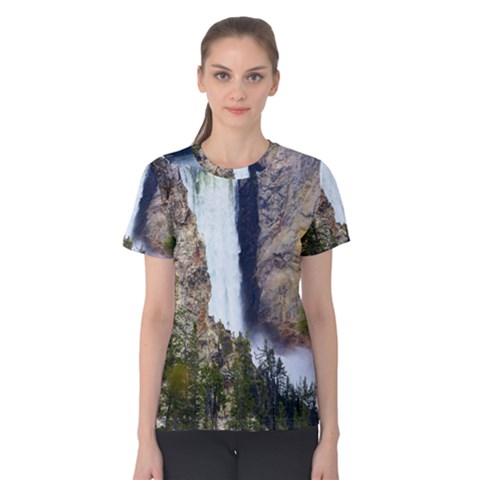 Yellowstone Waterfall Women s Cotton Tee by trendistuff