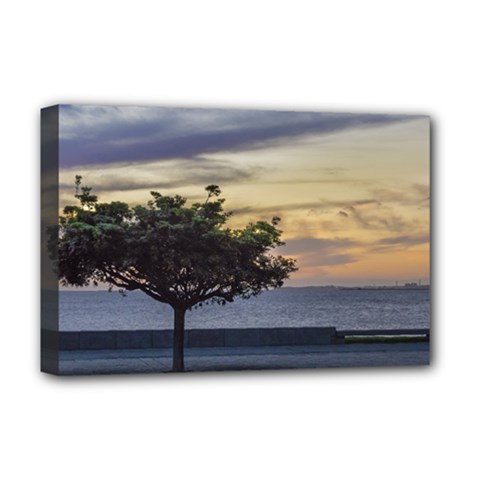 Sunset Scene At Boardwalk In Montevideo Uruguay Deluxe Canvas 18  X 12   by dflcprints