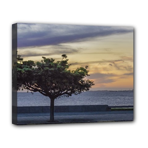 Sunset Scene At Boardwalk In Montevideo Uruguay Deluxe Canvas 20  X 16   by dflcprints