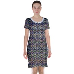 Luxury Patterned Modern Baroque Short Sleeve Nightdresses